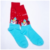 Chaussettes Christmas Rouge Bleu Ciel Mi-hautes