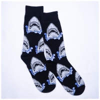 Chaussettes Requins Noir Gris Mi-hautes