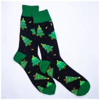 Chaussettes Sapins Noir Vert Mi-hautes
