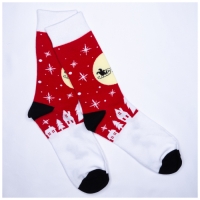 Chaussettes Nuit de NoÃ«l Rouge Blanc Mi-hautes