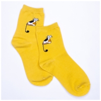Chaussettes Chat Jaune Moutarde Mi-hautes