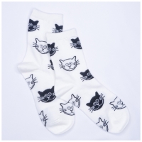 Chaussettes Chat Blanches Mi-hautes