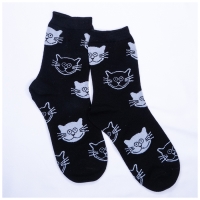 Chaussettes Happy Cats Noir/Blanc  Mi-hautes