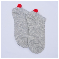 Socquettes Gris ChinÃ© et CÅur Rouge