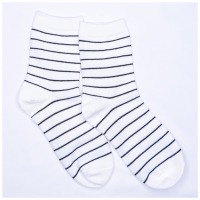 Chaussettes Blanches Rayures Noires Mi-hautes