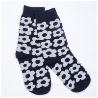 Chaussettes Noires ImprimÃ© Fleurs Mi-hautes