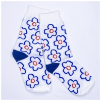 Chaussettes Blanches ImprimÃ© Fleurs Mi-hautes