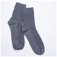 Chaussettes Gris FoncÃ© CÃ´telÃ©es Noir Mi-hautes