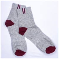 Chaussettes Sport Gris ChinÃ© DÃ©tail Bordeaux Mi-hautes