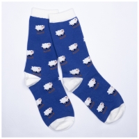 Chaussettes Moutons Bleu Blanc Mi-hautes