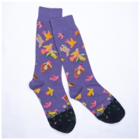 Chaussettes Oiseaux Mauve Rose Mi-hautes