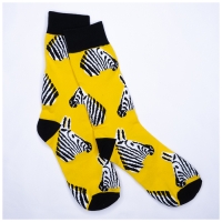 Chaussettes ZÃ¨bre Jaune Noir Mi-hautes