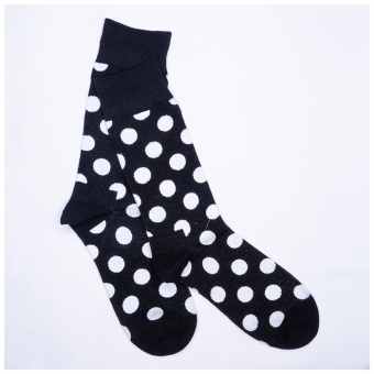 Chaussettes à Pois Noir Blanc Mi-hautes