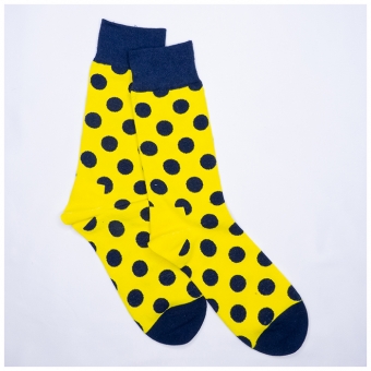 Chaussettes à Pois Jaune Noir Mi-hautes
