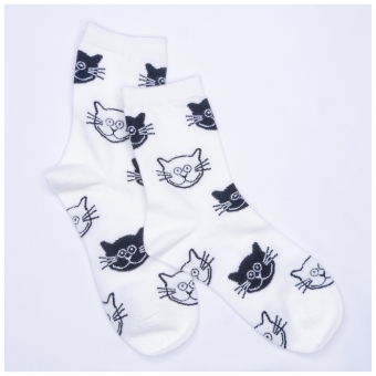 Chaussettes Chat Blanches Mi-hautes