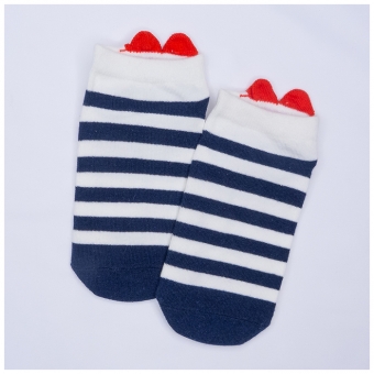 Socquettes Rayées Bleu Cœur Rouge