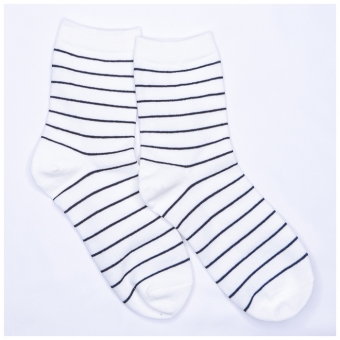 Chaussettes Blanches Rayures Noires Mi-hautes