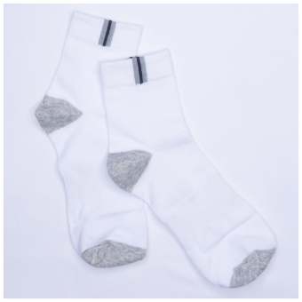 Chaussettes Sport Blanches Détail Gris Chiné Courtes
