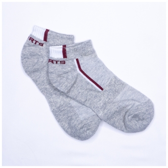 Socquettes Sport Gris Chiné Marquage Sport Bordeaux
