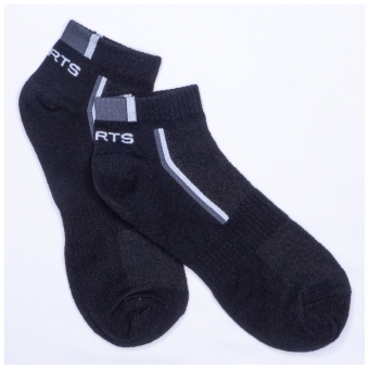Socquettes Sport Noires Marquage Sport Blanc